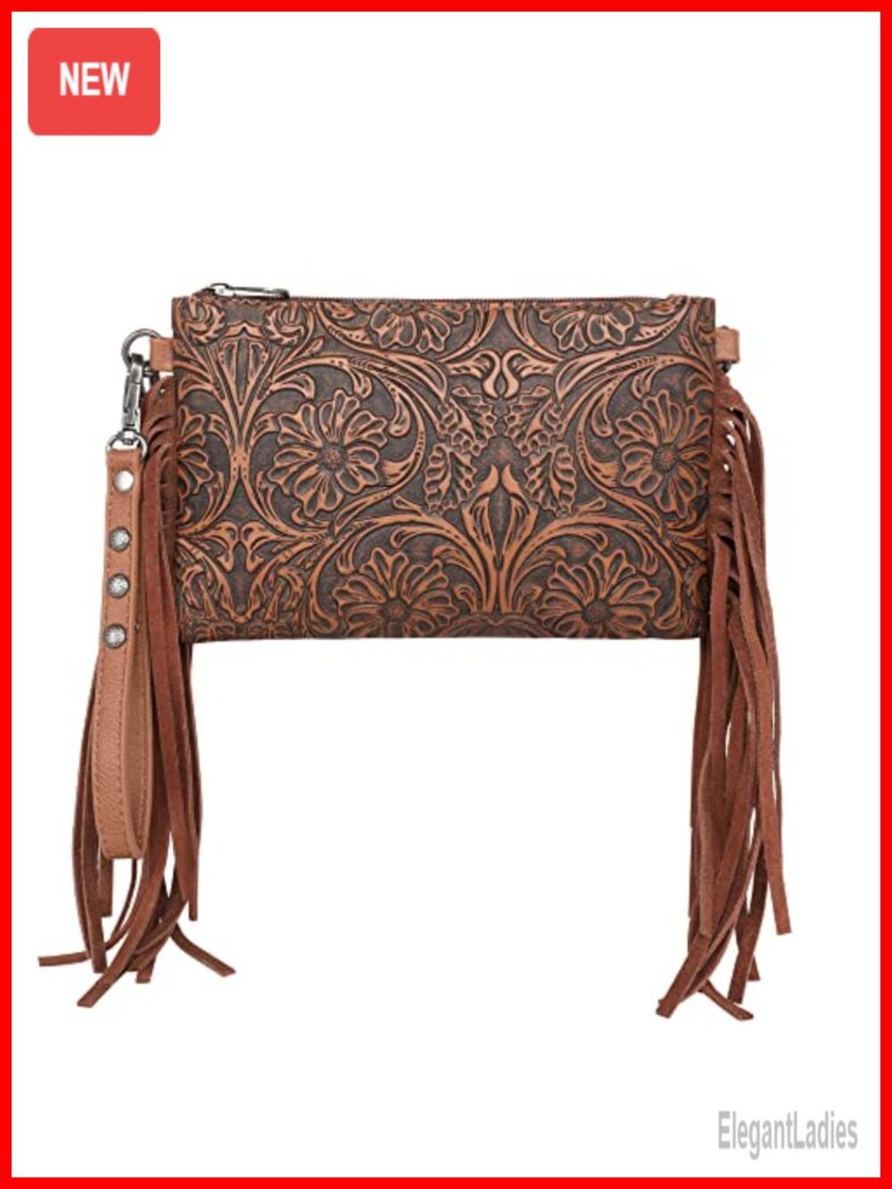 Western Crossbody Wallet Purse for Women Floral Embossed Synthetic Leather